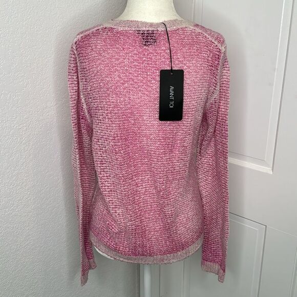 NWT Avant Toi STITCH V NECK Sweater Dark Rose Small Cotton/Linen - Picture 5 of 12